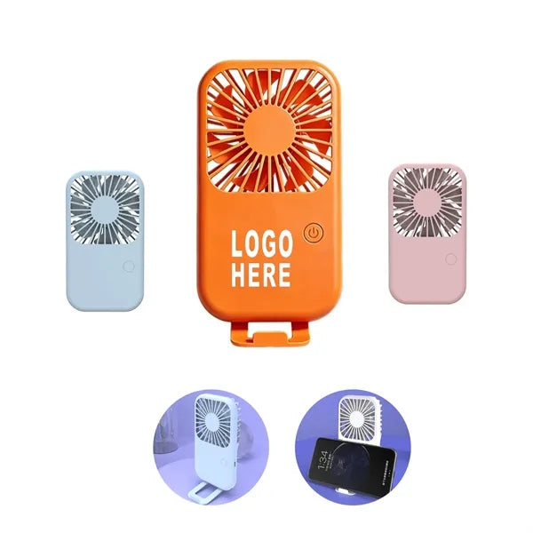 USB Rechargeable Mini Handheld Fan w/ Phone Stand