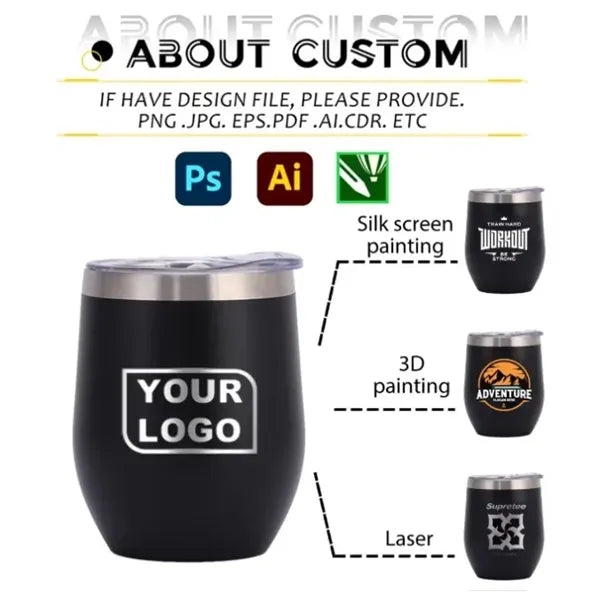 12 oz Stainless Steel Insulated Wine Tumbler with Lid