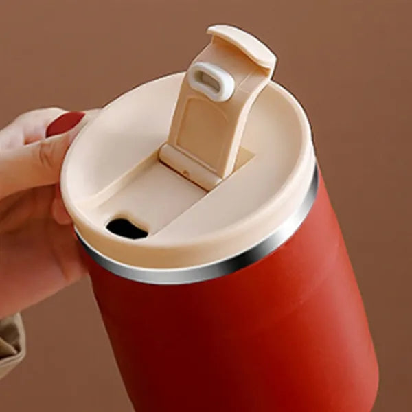 Handle Coffee Cup with Built-in Folding Spoon