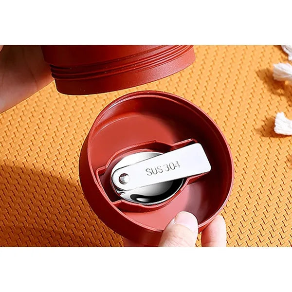 Handle Coffee Cup with Built-in Folding Spoon