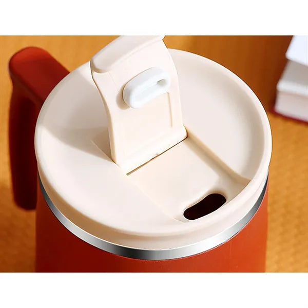 Handle Coffee Cup with Built-in Folding Spoon