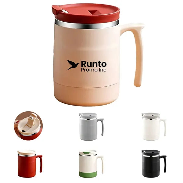 Handle Coffee Cup with Built-in Folding Spoon