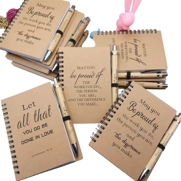 7 " x 5 " Eco Spiral Recycled Notebook with Pen Set