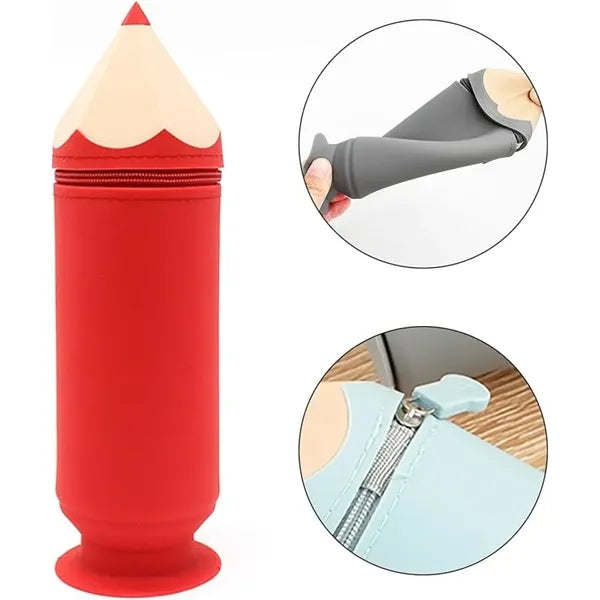 Pen Shape Stand-up Pencil Case Silicone Bag
