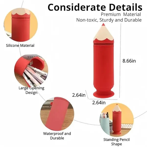 Pen Shape Stand-up Pencil Case Silicone Bag