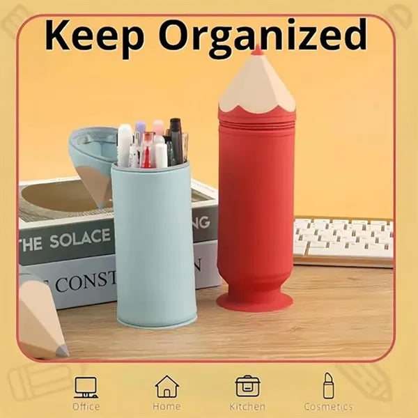 Pen Shape Stand-up Pencil Case Silicone Bag
