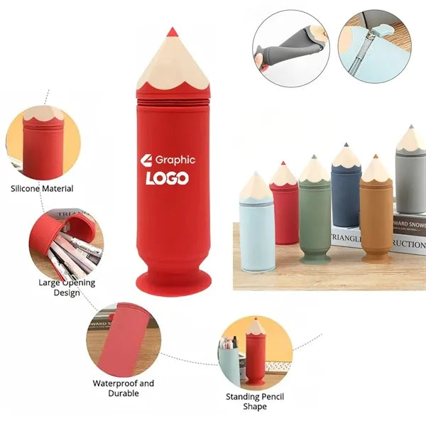 Pen Shape Stand-up Pencil Case Silicone Bag
