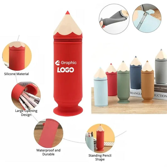 Pen Shape Stand-up Pencil Case Silicone Bag