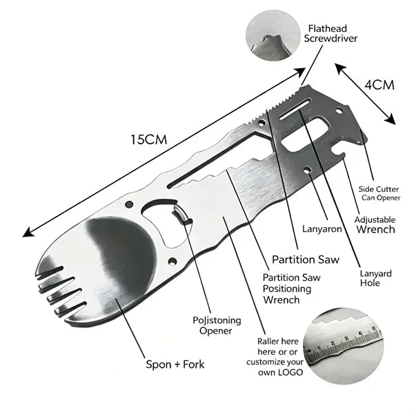 Multi Function Cutlery Spoon Fork Tool Card