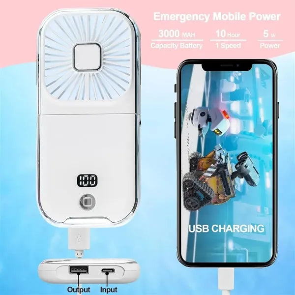 Handheld Foldable Personal Fan With Power Bank