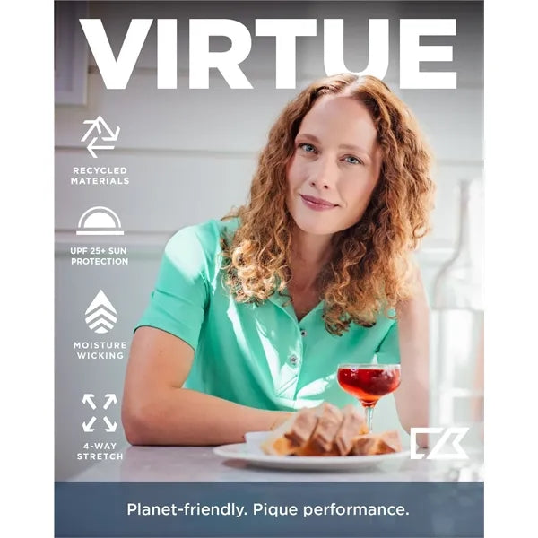Cutter & Buck Virtue Recycled Tile Print Featherlight Piq...