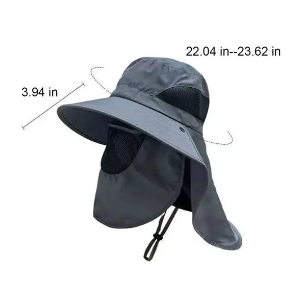 Bucket Hat with Detachable Front Cover and Extended Shawl