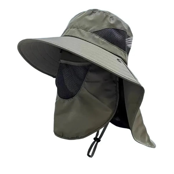 Bucket Hat with Detachable Front Cover and Extended Shawl