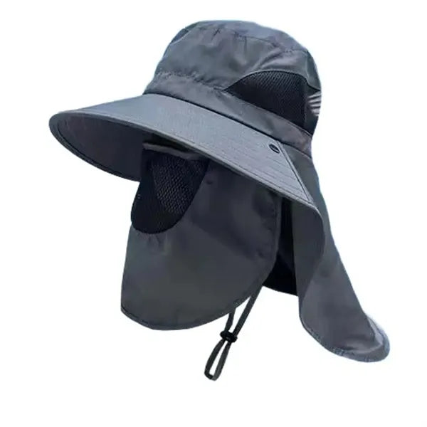 Bucket Hat with Detachable Front Cover and Extended Shawl