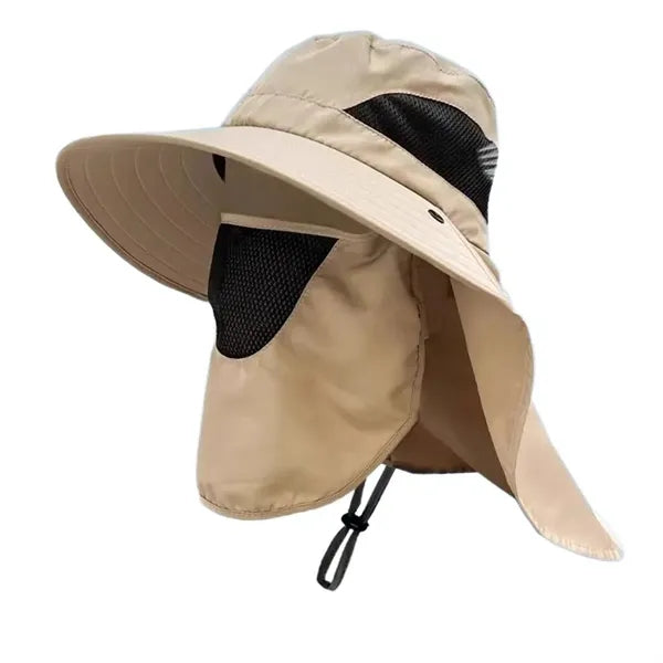 Bucket Hat with Detachable Front Cover and Extended Shawl