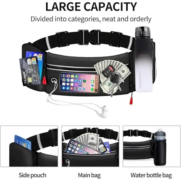 Running Large Belt Bag With Foldable Water Bottle Holder