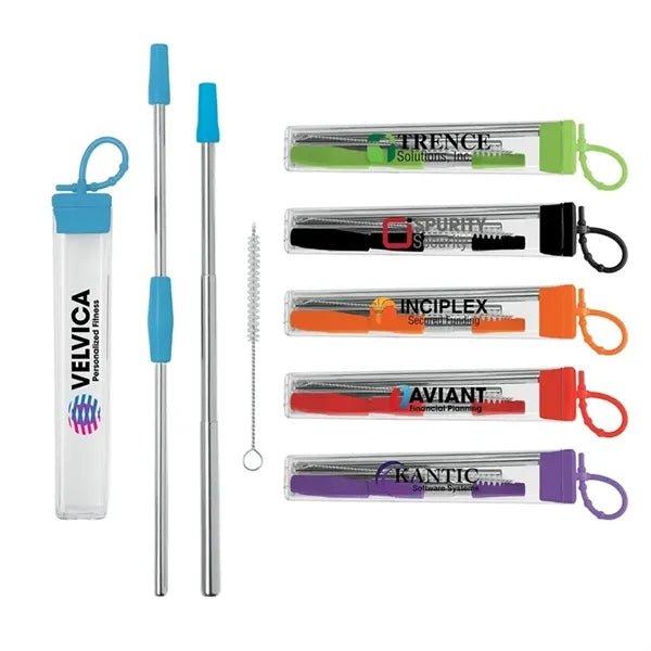 Cosmopolitan 7-Piece, 2-Straw Stainless Steel Set