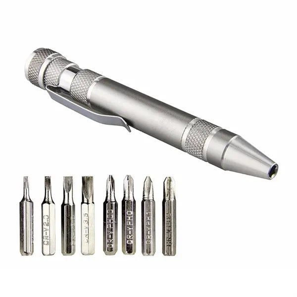 8 IN 1 Aluminum Pen Style Tool Kit