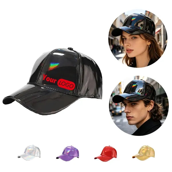 Pu Shiny Holographic Iridescent Baseball Cap