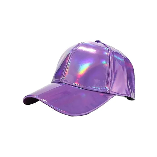 Pu Shiny Holographic Iridescent Baseball Cap