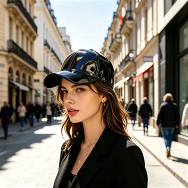 Pu Shiny Holographic Iridescent Baseball Cap
