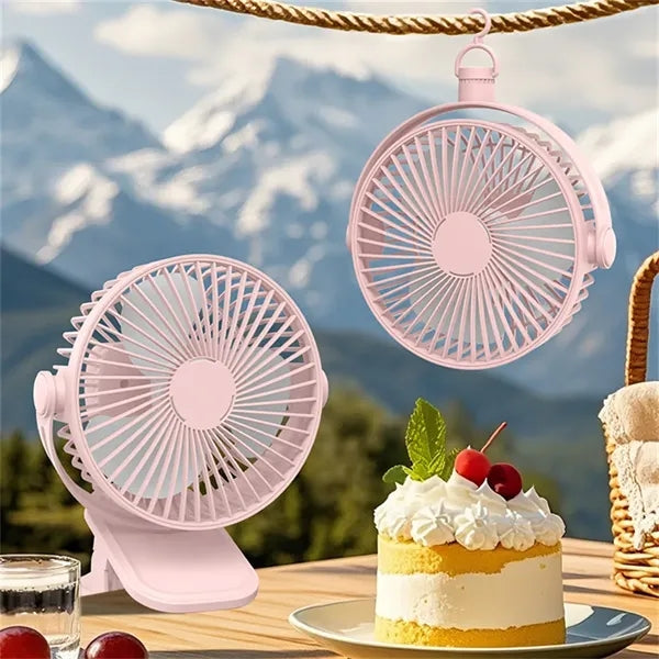 USB Rechargeable Clip-On Fan, 3-in-1 Portable Fan with Light