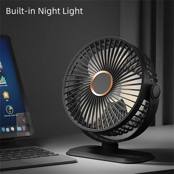 USB Rechargeable Clip-On Fan, 3-in-1 Portable Fan with Light