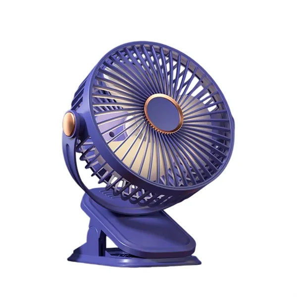 USB Rechargeable Clip-On Fan, 3-in-1 Portable Fan with Light