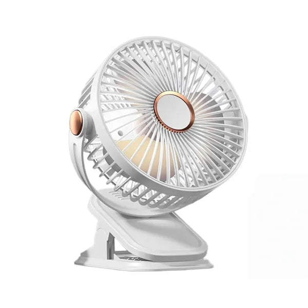 USB Rechargeable Clip-On Fan, 3-in-1 Portable Fan with Light