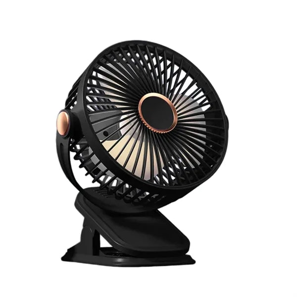 USB Rechargeable Clip-On Fan, 3-in-1 Portable Fan with Light