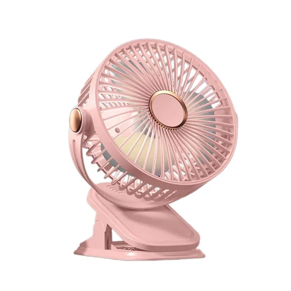 USB Rechargeable Clip-On Fan, 3-in-1 Portable Fan with Light