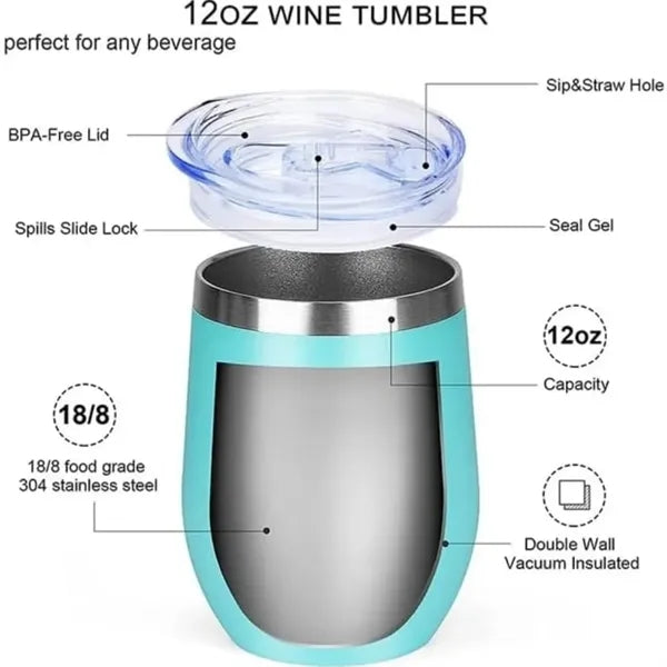 Stemless wine glass, made of stainless steel