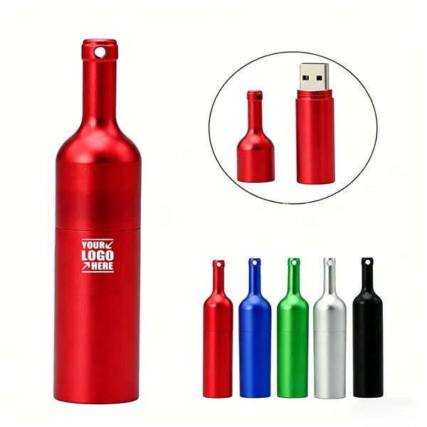 16G Stainless steel wine bottle gift USB flash drive