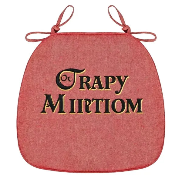 Logo Linen Seat Cushion, Breathable Chair Pad