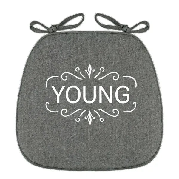 Logo Linen Seat Cushion, Breathable Chair Pad