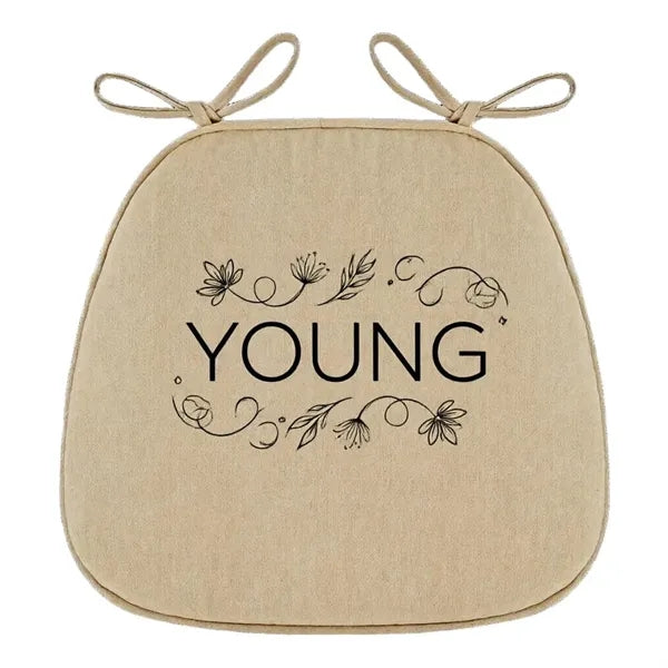 Logo Linen Seat Cushion, Breathable Chair Pad
