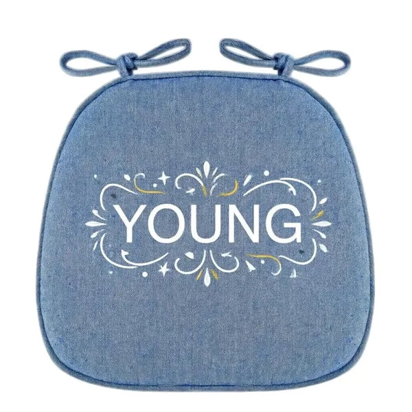 Logo Linen Seat Cushion, Breathable Chair Pad