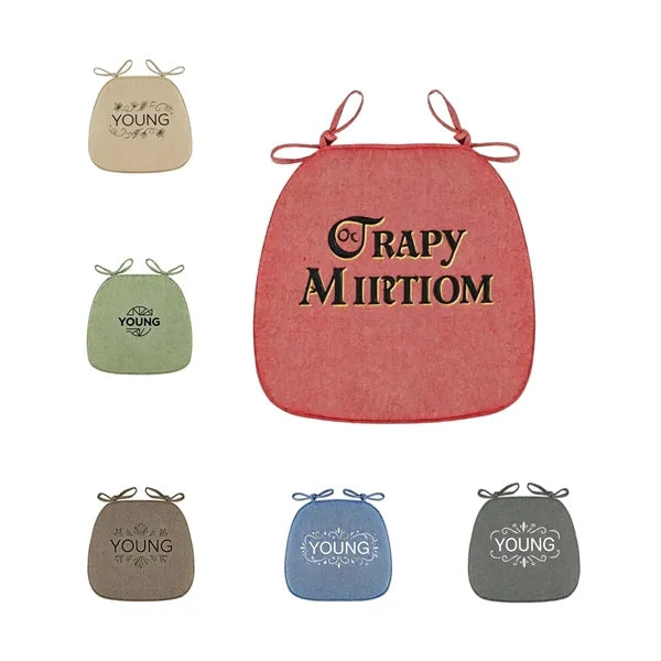 Logo Linen Seat Cushion, Breathable Chair Pad