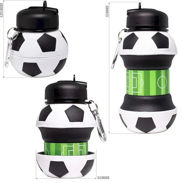 18oz Soccer Ball Water Bottle Collapsible