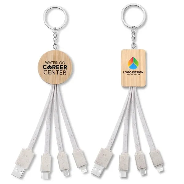 Eco Bamboo Charging Cable Key Ring