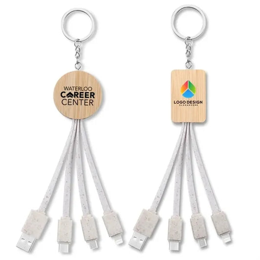 Eco Bamboo Charging Cable Key Ring