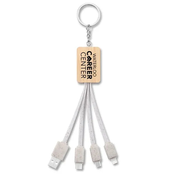 Eco Bamboo Charging Cable Key Ring