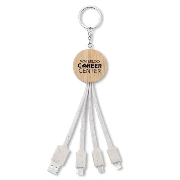 Eco Bamboo Charging Cable Key Ring