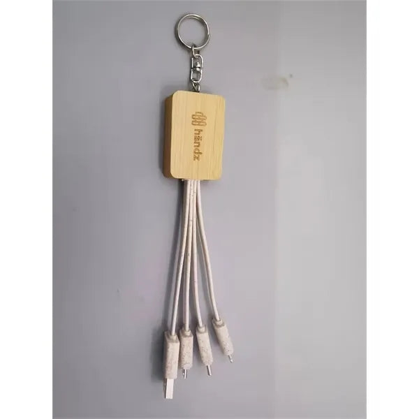 Eco Bamboo Charging Cable Key Ring