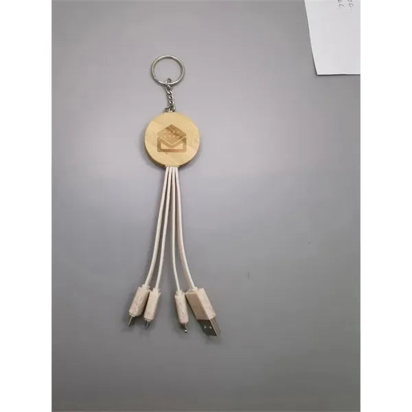 Eco Bamboo Charging Cable Key Ring