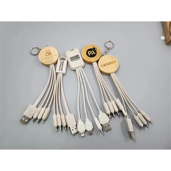 Eco Bamboo Charging Cable Key Ring