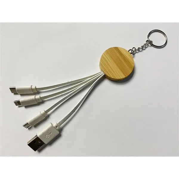 Eco Bamboo Charging Cable Key Ring