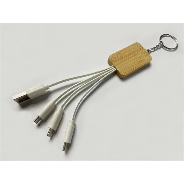 Eco Bamboo Charging Cable Key Ring