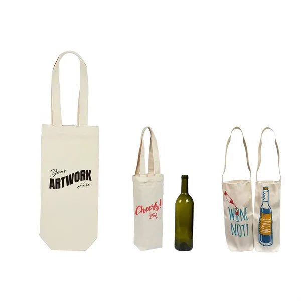 10 OZ Cotton Canvas Single Bottle Wine Tote