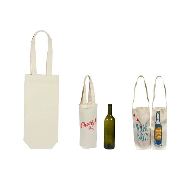 10 OZ Cotton Canvas Single Bottle Wine Tote